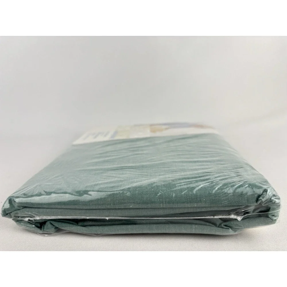 Vintage Martha Stewart Everyday Green Leaf Denim Full Fitted Sheet 1997 NOS